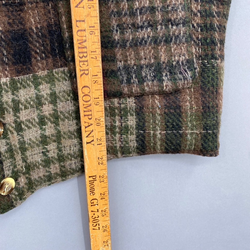Habitat Vintage Patchwork Plaid Wool Blend Vest Women's XL Button Front Academia - Picture 6 of 11